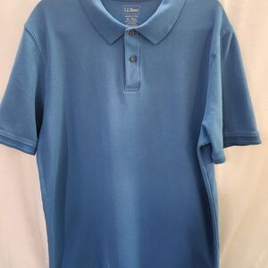 L.L. Bean Men's Slightly Fitted Blue Short Sleeve Polo